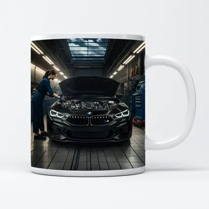 BMW M8 Black Sports Car Garage Workshop