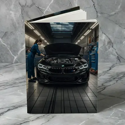 BMW M8 Black Sports Car Garage Workshop