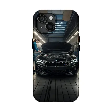 BMW M8 Black Sports Car Garage Workshop