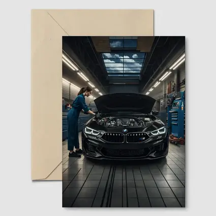 BMW M8 Black Sports Car Garage Workshop