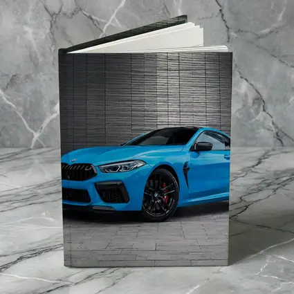 BMW M8 Coupe Blue Urban Wall Background