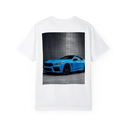 BMW M8 Coupe Blue Urban Wall Background