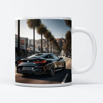 BMW M8 Cruising Hollywood Boulevard Palm Trees