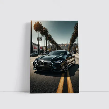 BMW M8 Cruising Los Angeles Palm Tree Boulevard