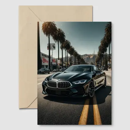 BMW M8 Cruising Los Angeles Palm Tree Boulevard