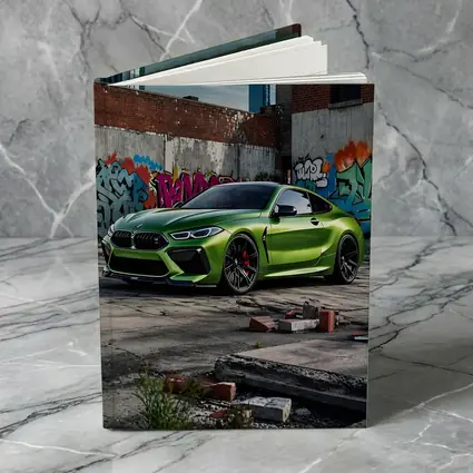 BMW M8 Green Coupe Graffiti Urban Setting