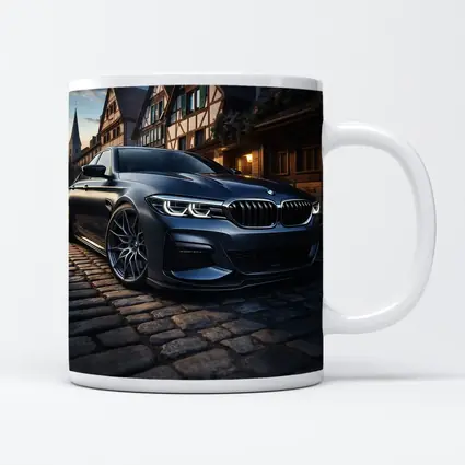 BMW 5 Series On Cobblestone European Street