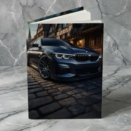 BMW 5 Series On Cobblestone European Street