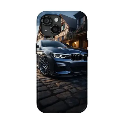 BMW 5 Series On Cobblestone European Street
