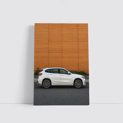 BMW X1 White SUV Orange Wall Background