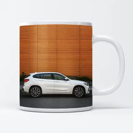 BMW X1 White SUV Orange Wall Background