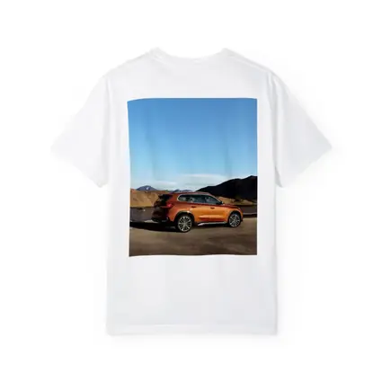BMW X1 Orange SUV Desert Mountain Backdrop