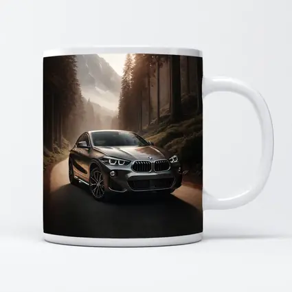 BMW X2 on Misty Mountain Forest Road