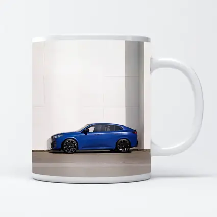 BMW X2 Blue Against White Wall