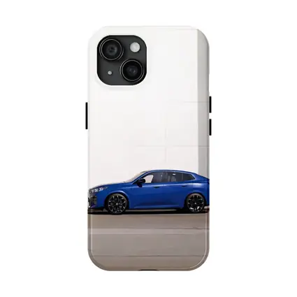 BMW X2 Blue Against White Wall