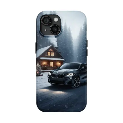 BMW X2 Black SUV Snowy Winter Forest