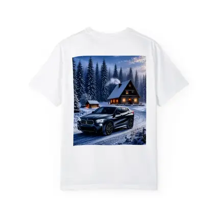BMW X2 Dark Snowy Forest Cabin Night