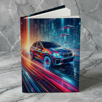 BMW X5 Futuristic Neon Cyberpunk City Art