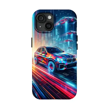 BMW X5 Futuristic Neon Cyberpunk City Art