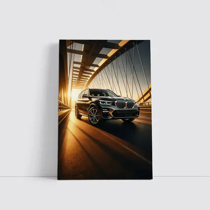BMW X3 Crossing Bridge at Golden Sunset