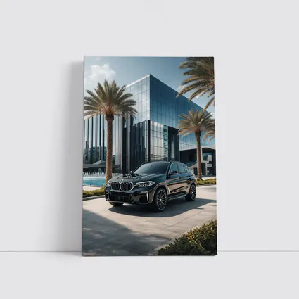 BMW X5 Black Parked Near Glass Building