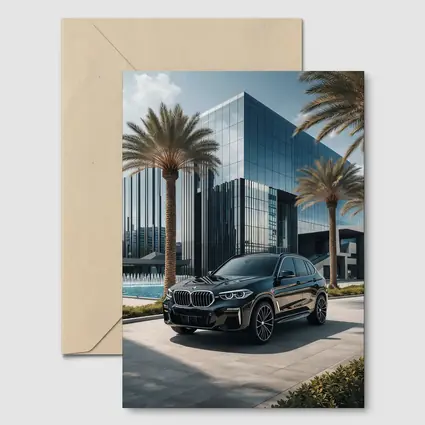 BMW X5 Black Parked Near Glass Building
