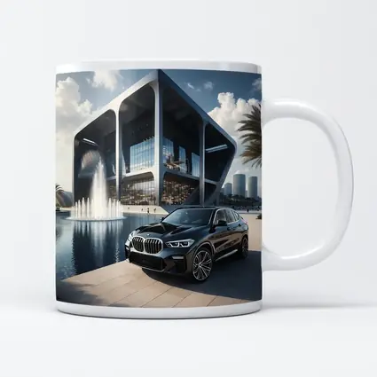 BMW X3 Black SUV Modern Architecture Fountain