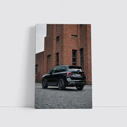 BMW X5 M Black Urban Industrial Background