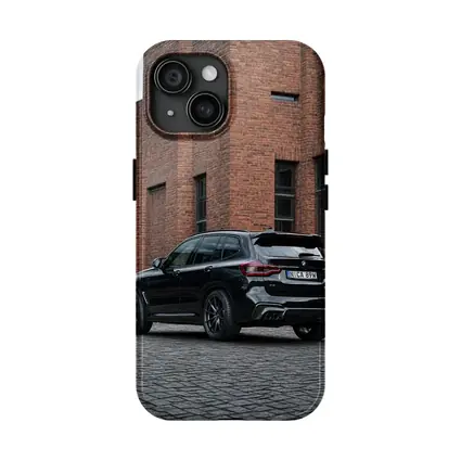 BMW X5 M Black Urban Industrial Background