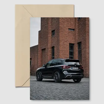 BMW X5 M Black Urban Industrial Background