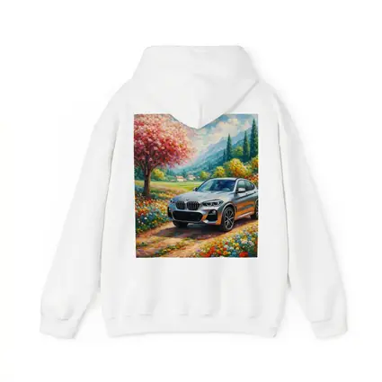 BMW X4 Silver SUV Spring Floral Landscape