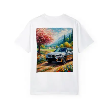 BMW X4 Silver SUV Spring Floral Landscape