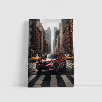 BMW X3 Red SUV New York City Streets