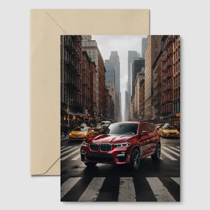 BMW X3 Red SUV New York City Streets