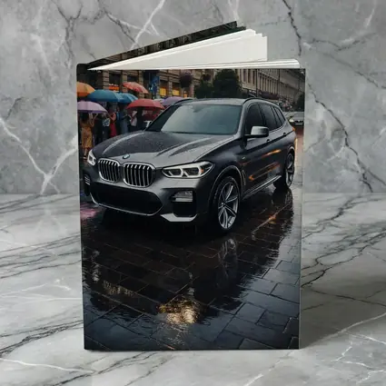 BMW X3 Parked on Rainy City Street
