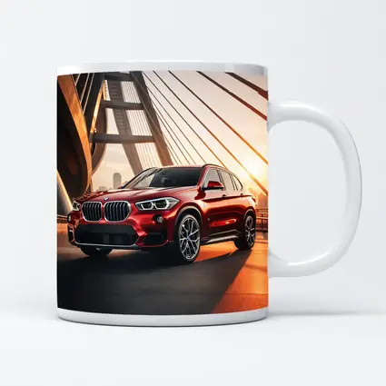 BMW X1 Red SUV on Sunset Bridge