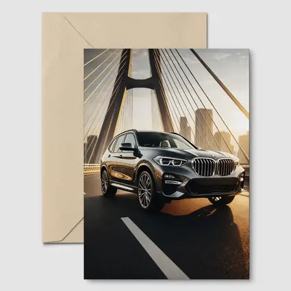 BMW X3 Dark SUV on City Bridge