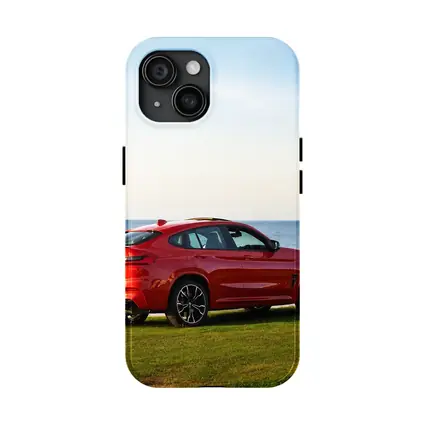 BMW X4 M Red Coastal Grass Scene