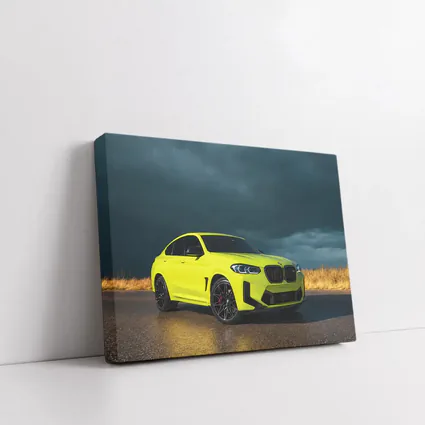 BMW X4 M Neon Yellow Stormy Sky