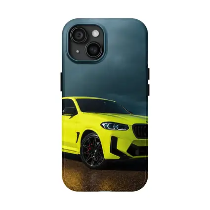 BMW X4 M Neon Yellow Stormy Sky