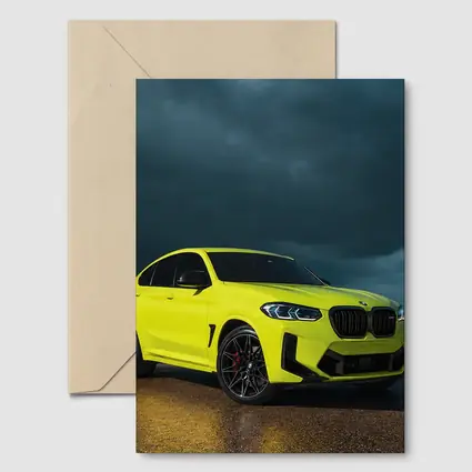 BMW X4 M Neon Yellow Stormy Sky