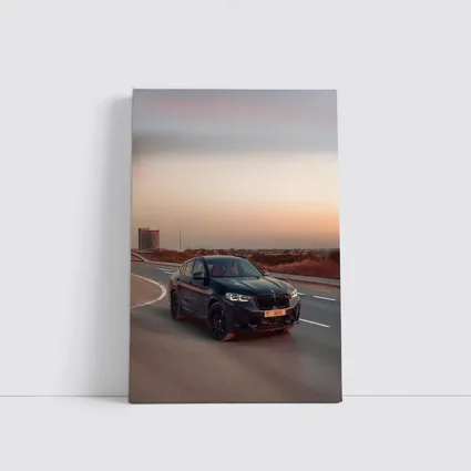 BMW X4 M Black On Open Highway Sunset