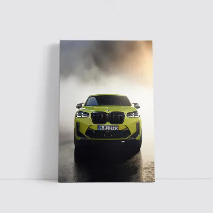 BMW X4 M Yellow Smoke Dramatic Front View