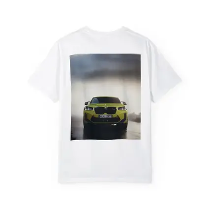 BMW X4 M Yellow Front View Foggy Road