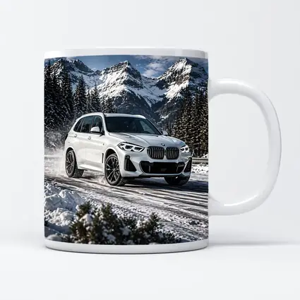 BMW X5 White SUV Snow Mountain Drive