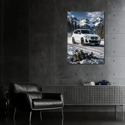 BMW X5 White SUV Snow Mountain Drive