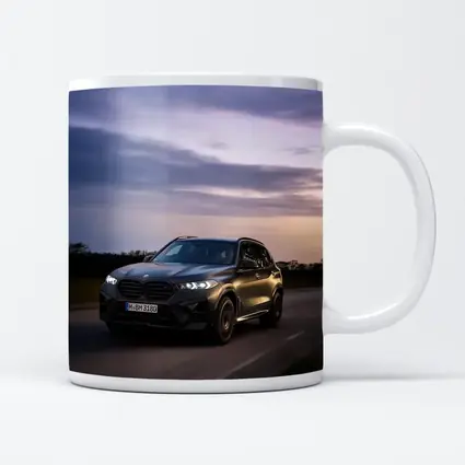 BMW X5M Black SUV Dusk Road Drive