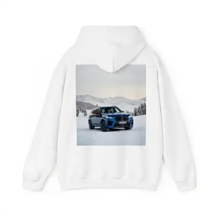 BMW X5M Blue SUV Snow Mountain Scene