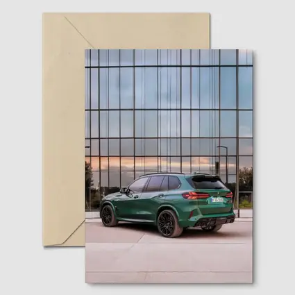BMW X5M Competition Dark Green Glass Building