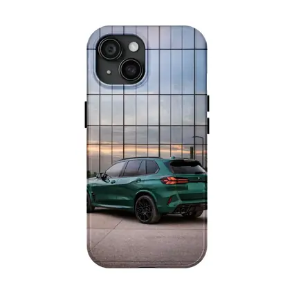 BMW X5M Competition Green Glass Building